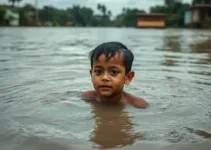 menino de 7 anos levado por enxurrada