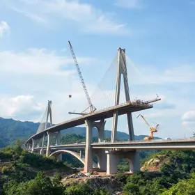 obras de viaduto e ponte estaiada Pouso Alegre